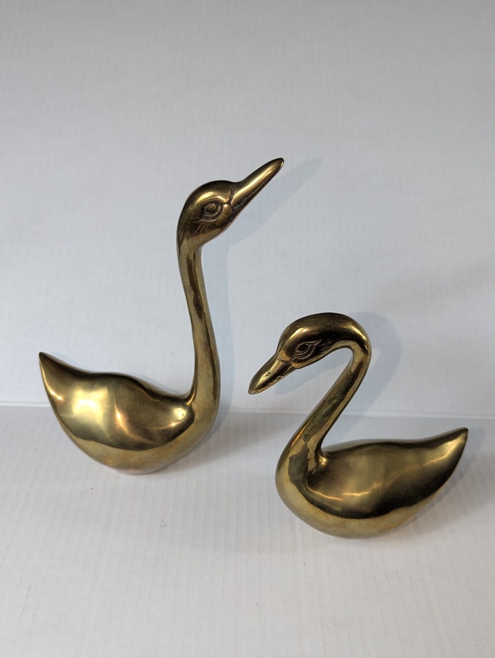 Vintage Mid-Century Brass Swan Figurines (Pair) - Made in Korea